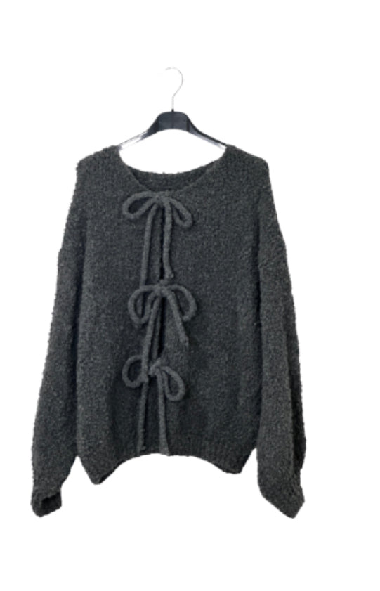 Boucle Schleifen Strickjacke