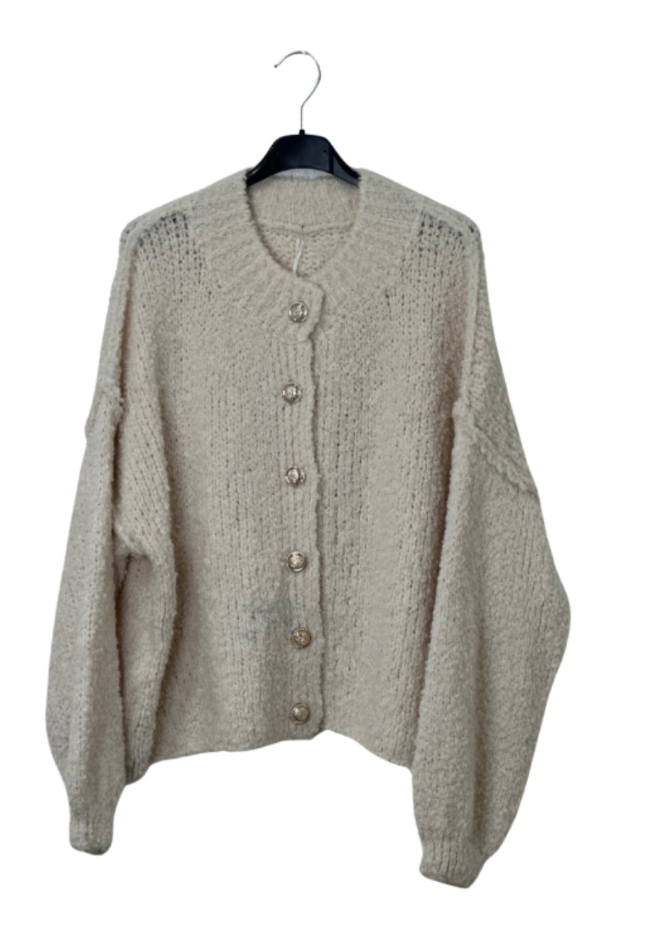 Boucle Strickjacke kurz