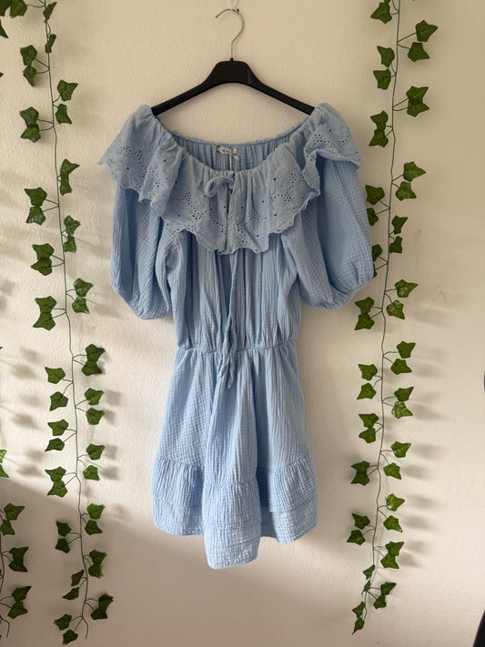 Off Shoulder Musselin Mini Kleid