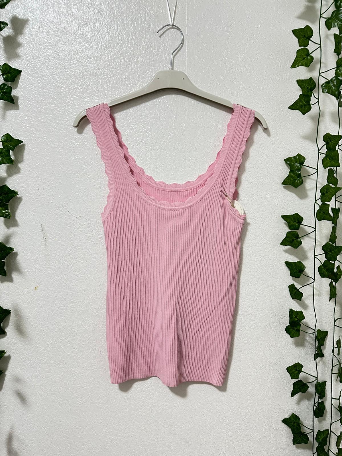 Ripp-Tanktop mit Wellenkante gr.XS-S